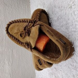 Cabela's Brown Suede Leather Upper Round Toe Leather Lace Slip On Slipper Shoe
